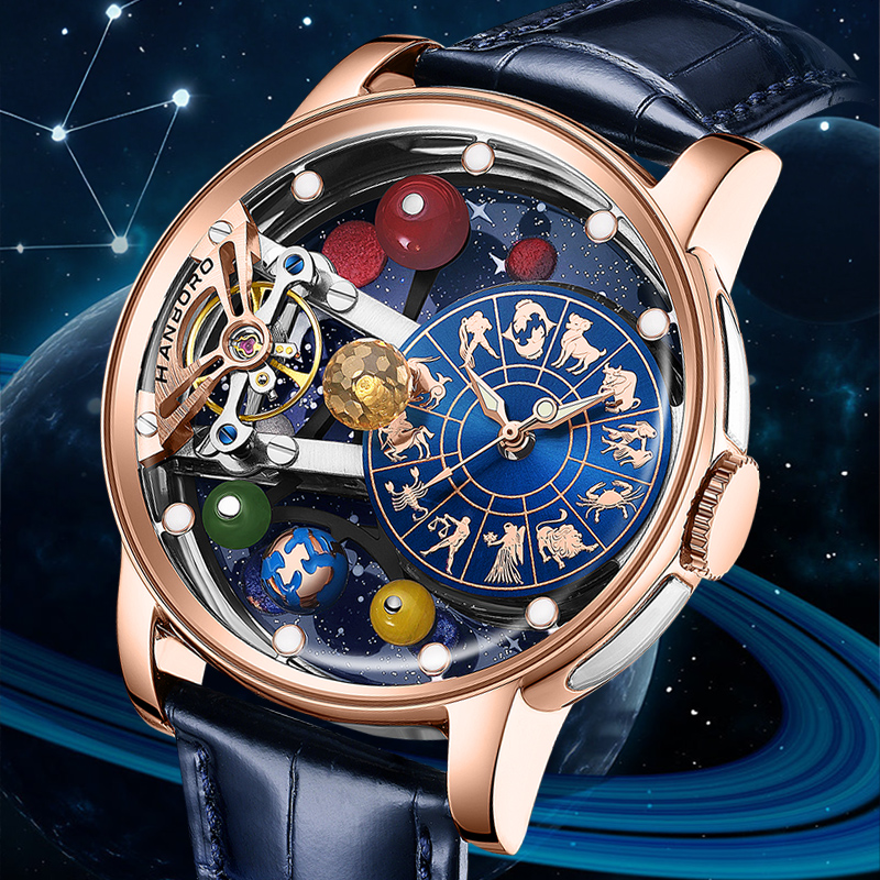 Luxury Watch With Green Dial - HANBORO Celestial Series 12 Constellation Men's