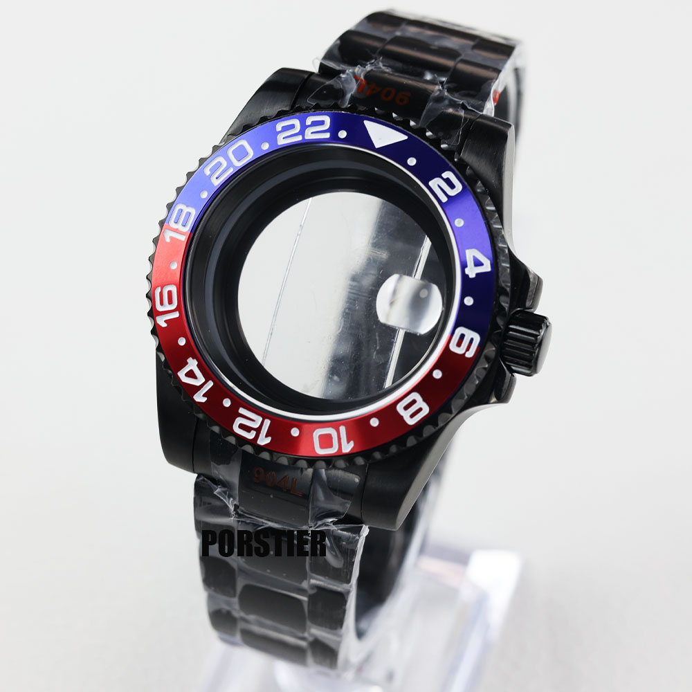 40mm Black pvd watch case sapp - Exhibition Caseback recension och pris