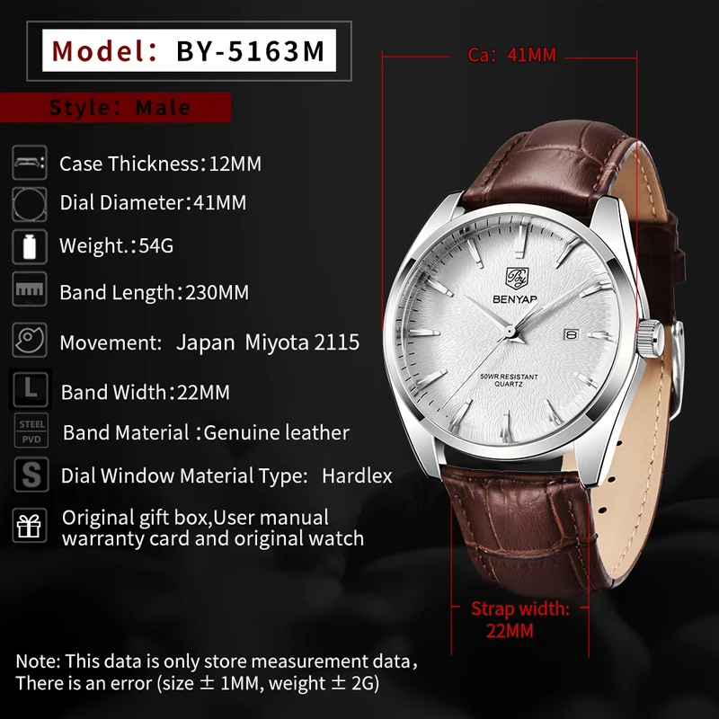 BENYAR Men 2026 Quartz Watch T - Luxury Watch German recension och pris