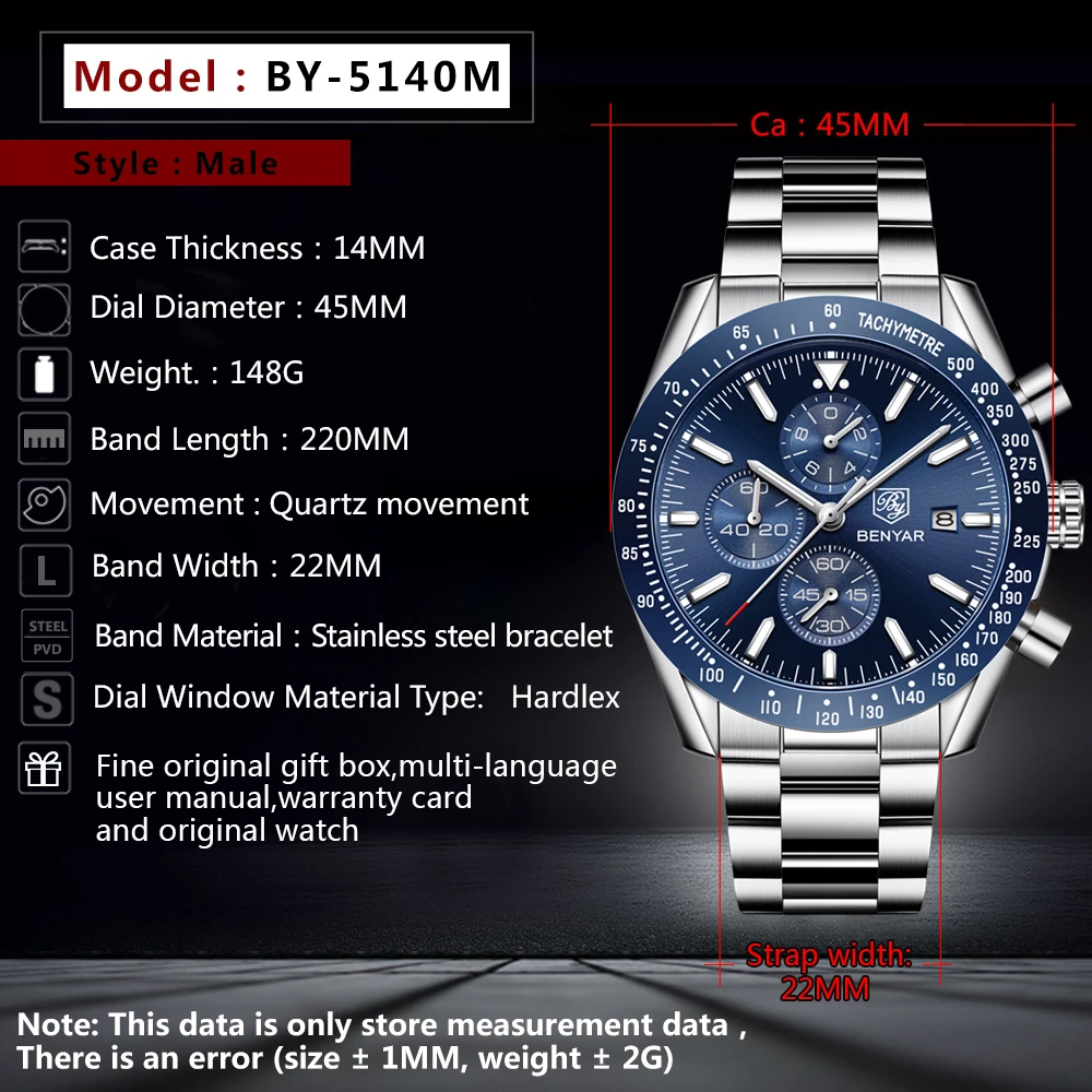 Men Watch BENYAR Top Brand Lux - Luxury Watch German recension och pris
