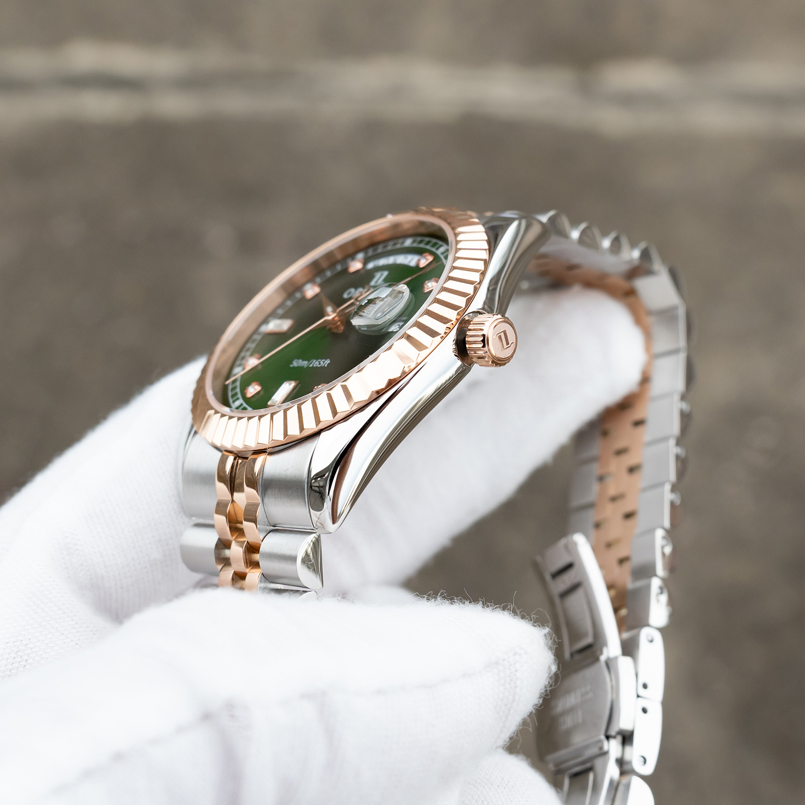 OBLVLO Men's Elegant Two-Tone  - Luxury Watch With Green Dial recension och pris