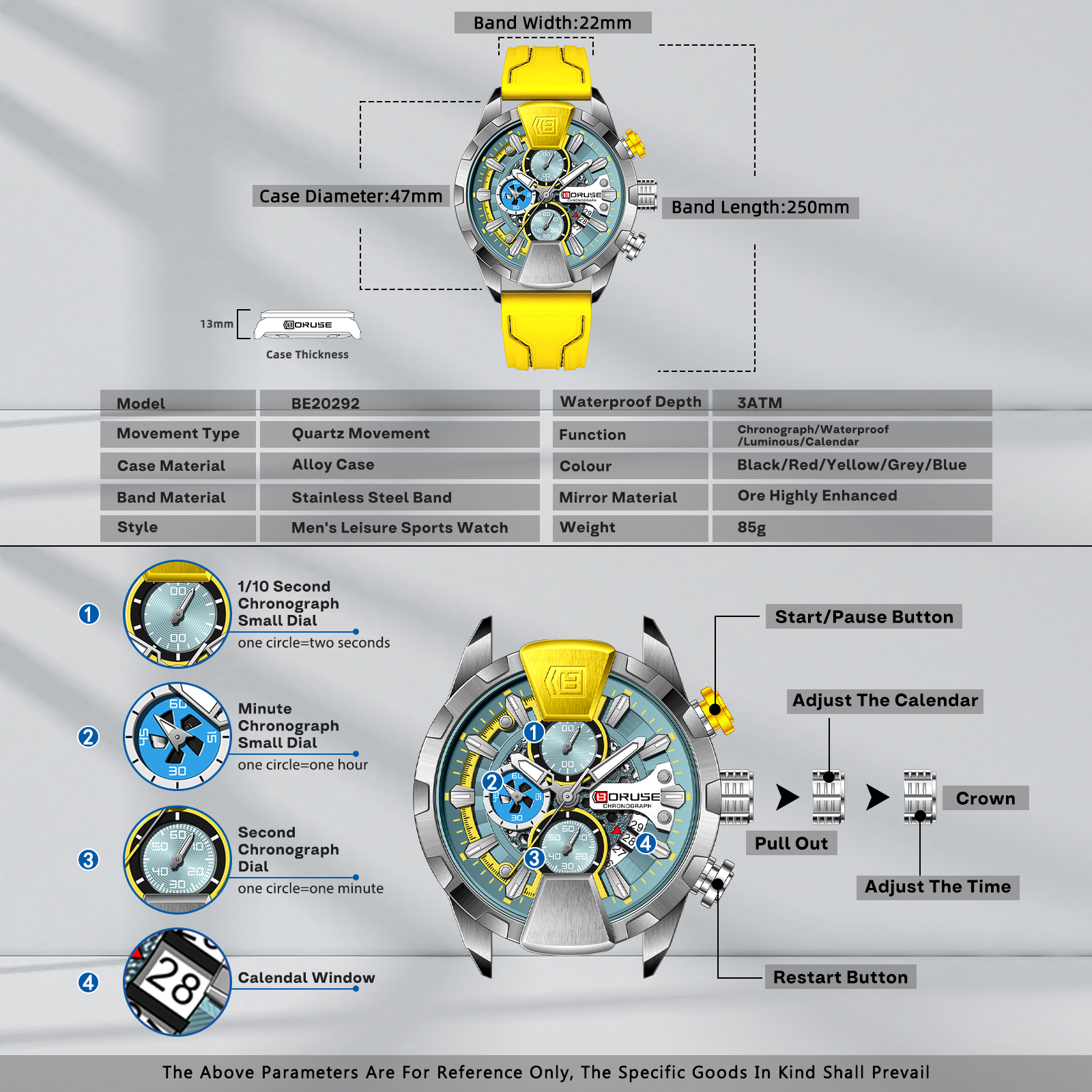 BORUSE Yellow Watches Men Wate - Luxury Watch It recension och pris