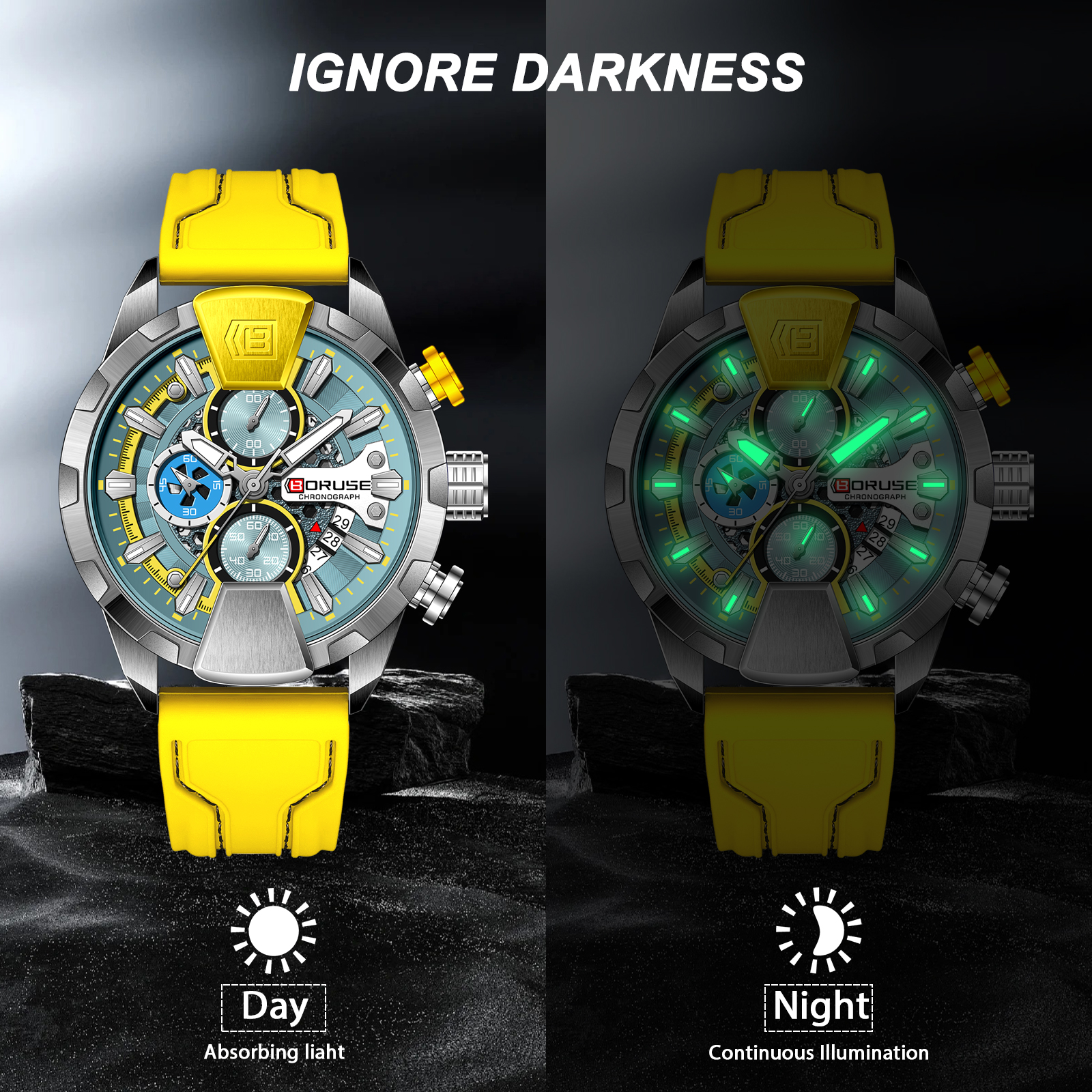 BORUSE Yellow Watches Men Wate - Luxury Watch It recension och pris