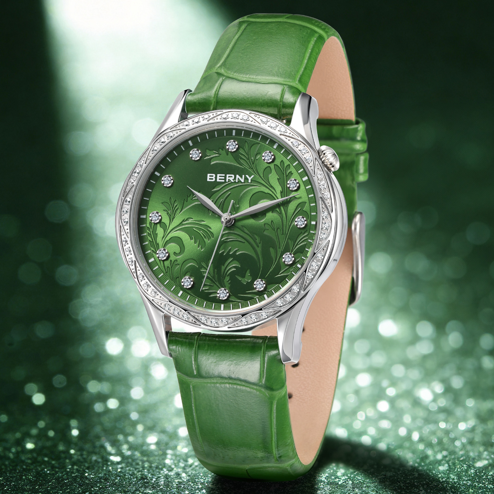 BERNY Women‘s Quartz Watch Gre - Luxury Watch With Green Dial recension och pris