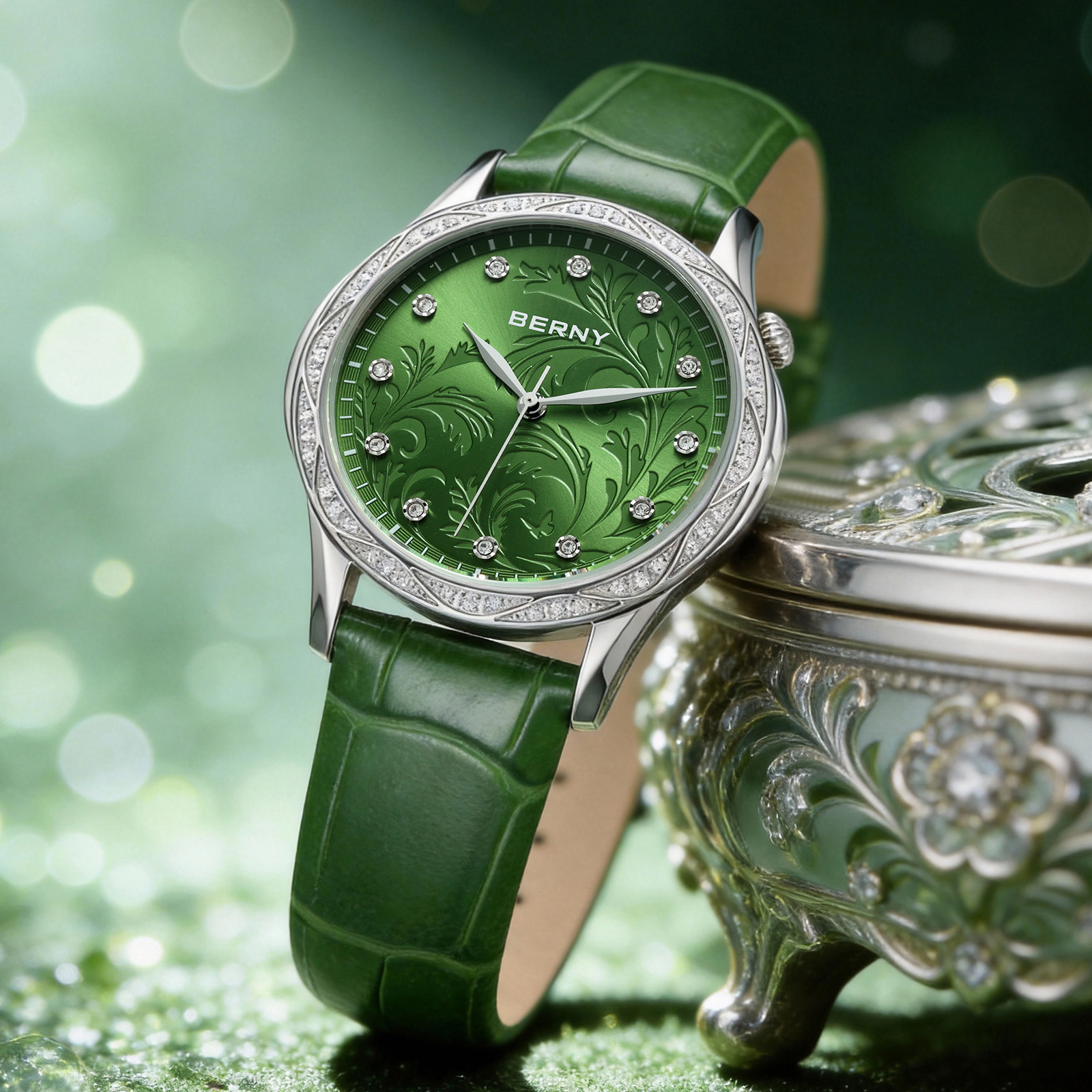 BERNY Women‘s Quartz Watch Gre - Luxury Watch With Green Dial recension och pris