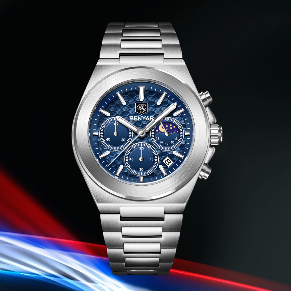 2025 New BENYAR Moon Phase Men - Luxury Watch German recension och pris
