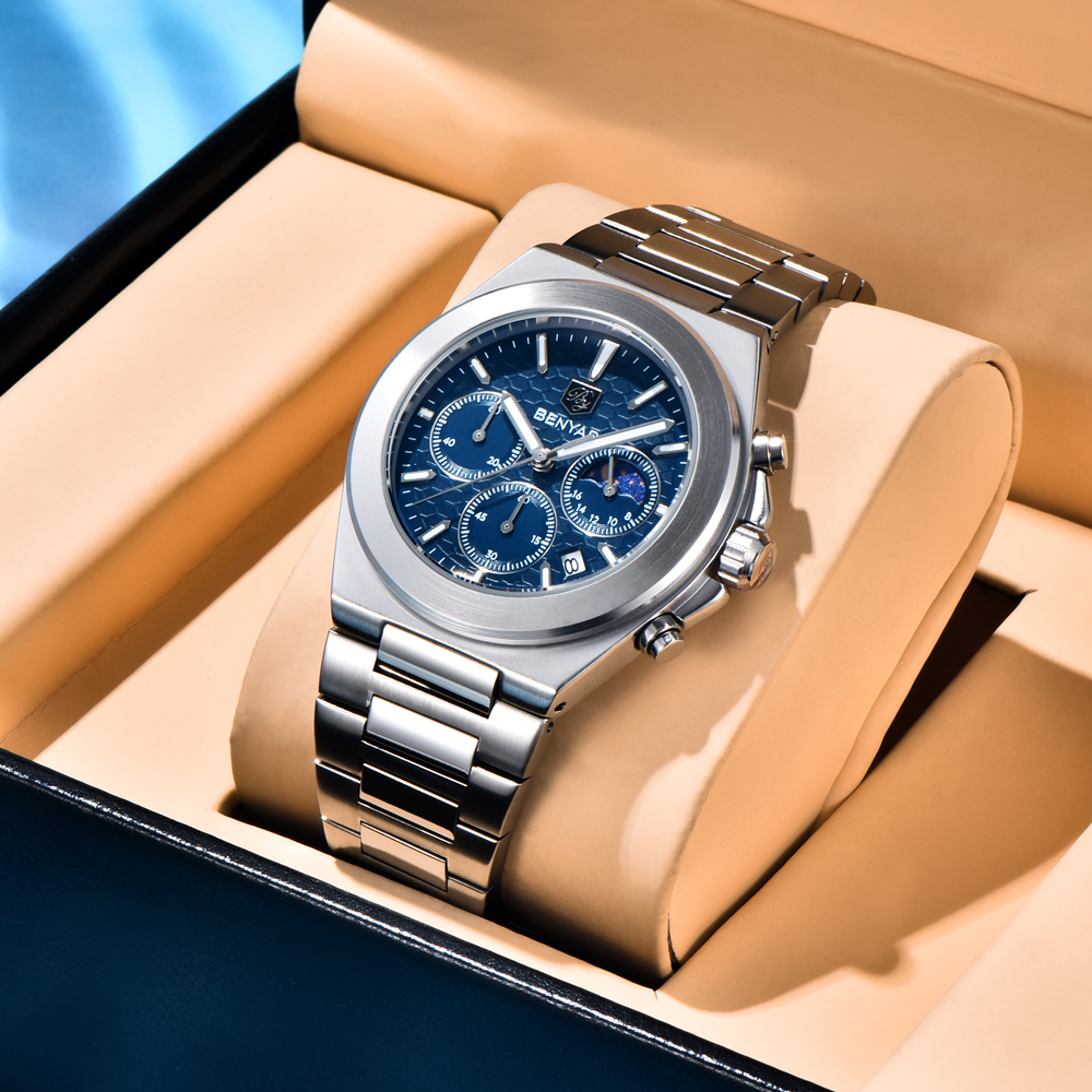 2025 New BENYAR Moon Phase Men - Luxury Watch German recension och pris